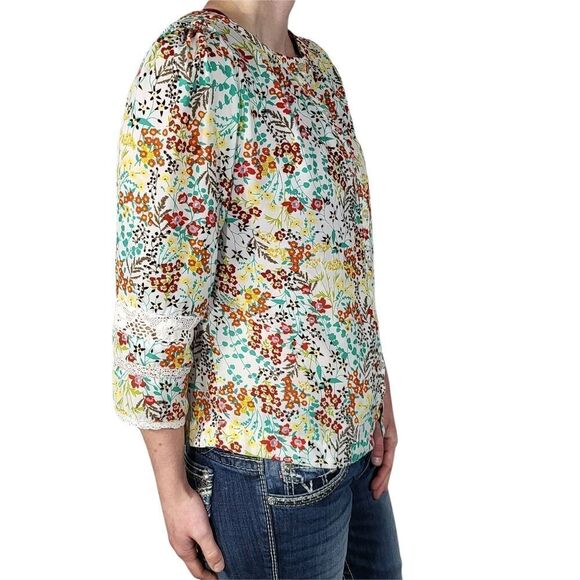 New York & Company White Lace Sleeve Blouse - Picture 2 of 7